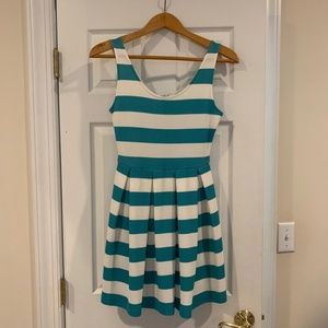 Aqua fit and flare striped dress